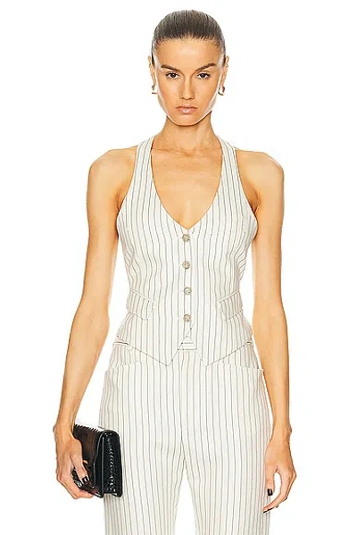 Tom Ford Striped Blend Waistcoat In Ecru & Black