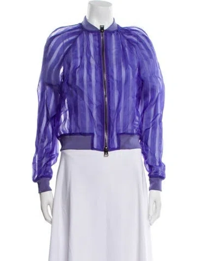 Pre-owned Tom Ford Striped Bomber Jacket In Purple