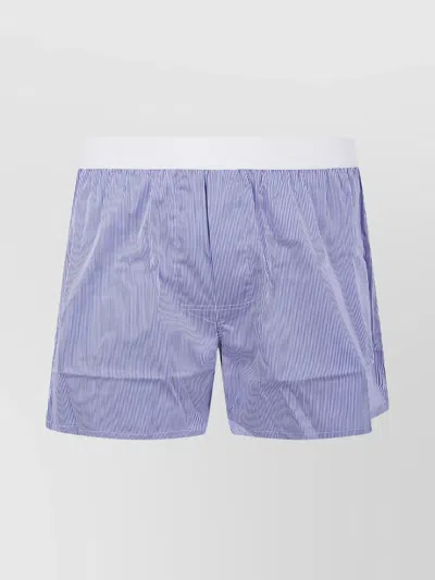 Tom Ford Striped Boxer Shorts In Breathable Fabric In Blue