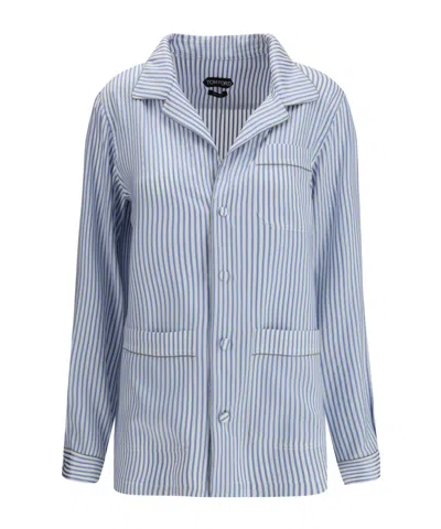 Tom Ford Striped Button-up Shirt In Blue