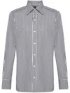 Tom Ford Striped Pattern Button-down Collar Long Sleeves Shirt In White