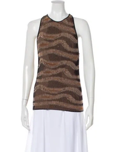 Pre-owned Tom Ford Striped Crew Neck Top In Brown
