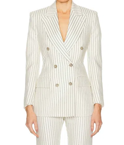 Tom Ford Double-breasted Jacket With Striped Pattern In Neutral