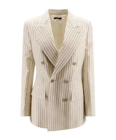 TOM FORD TOM FORD STRIPED DOUBLE-BREASTED BLAZER