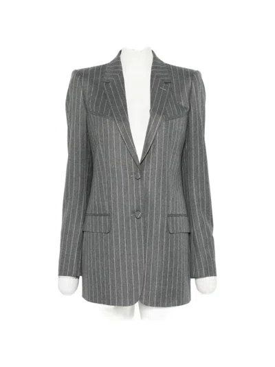 Tom Ford Striped Flannel Western Jacket In Gray