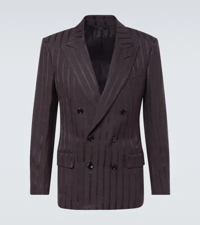 Tom Ford Striped Jacquard Blazer In Gray
