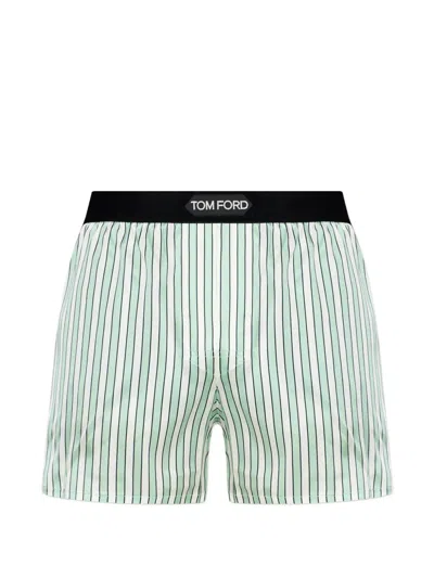 Tom Ford Striped Logo-waistband Boxers In Blue