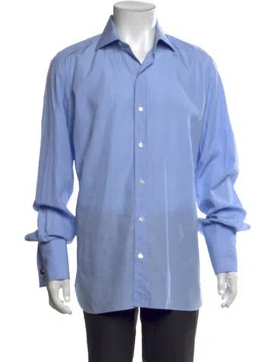 Pre-owned Tom Ford Striped Long Sleeve Dress Shirt In Blue