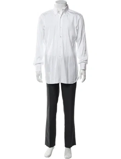 Pre-owned Tom Ford Striped Long Sleeve Dress Shirt In White