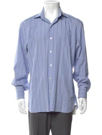 Pre-owned Tom Ford Striped Long Sleeve Shirt In Blue