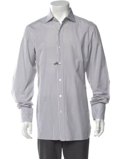 Pre-owned Tom Ford Striped Long Sleeve Shirt In Gray