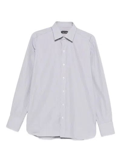 Tom Ford Striped Long-sleeve Shirt In White
