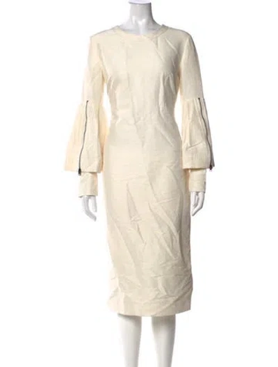Pre-owned Tom Ford Striped Midi Length Dress In White