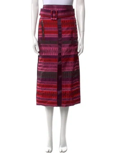 Pre-owned Tom Ford Striped Midi Length Skirt In Red
