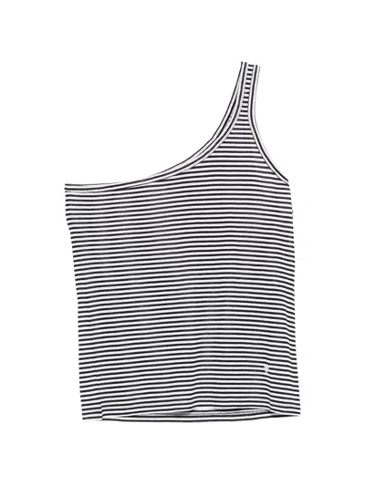 Tom Ford One-shoulder Pinstriped Top In Black