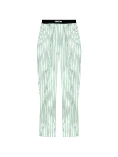Tom Ford Striped Pajama Bottoms In Green