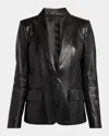 Tom Ford Striped Patchwork Leather Single-breasted Jacket In Black
