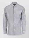 Tom Ford Striped Pattern Button-down Collar Long Sleeves Shirt In White