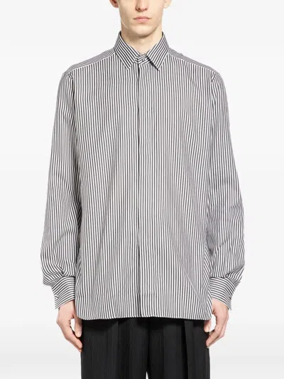 Tom Ford Striped Cotton And Silk-blend Poplin Shirt In Gray