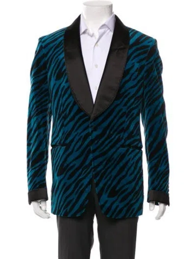 Pre-owned Tom Ford Striped Peacoat In Blue