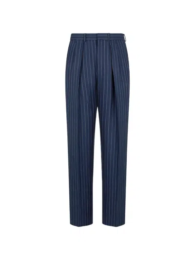 Tom Ford Striped Pleated Trousers In Blue
