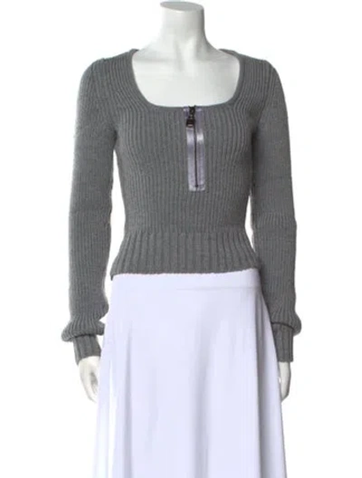 Pre-owned Tom Ford Striped Scoop Neck Sweater In Gray