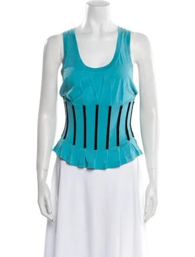 Pre-owned Tom Ford Striped Scoop Neck Top In Blue