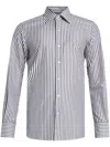 Tom Ford Striped Pattern Button-down Collar Long Sleeves Shirt In Black