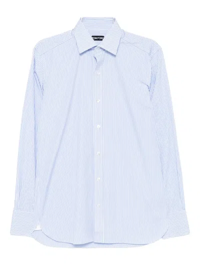 Tom Ford Striped Cotton Shirt In White