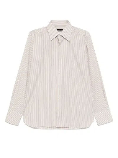 Tom Ford Striped Shirt In Neutrals