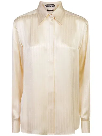 Tom Ford Striped Shirt In Beige