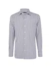 Tom Ford Striped Pattern Button-down Collar Long Sleeves Shirt In Blue