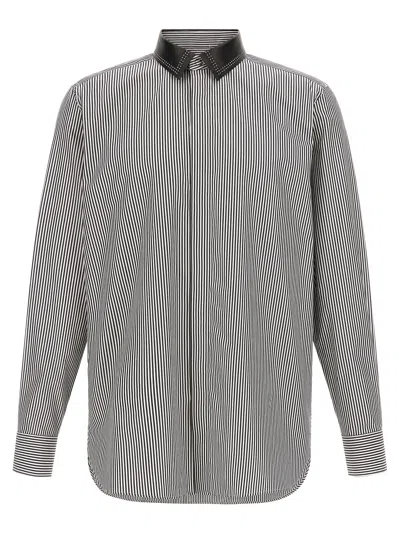 Tom Ford Striped Shirt With Detachable Collar In Black