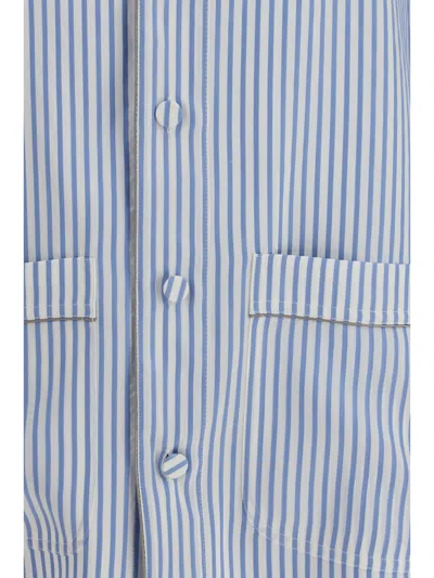 Tom Ford Striped Silk Pajama Shirt In Blue