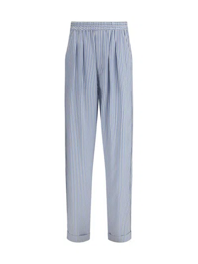 Tom Ford Striped Silk Pj Trousers In Gray