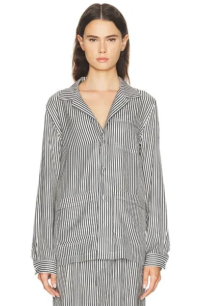 Tom Ford Striped Silk Pyjama Shirt In Green
