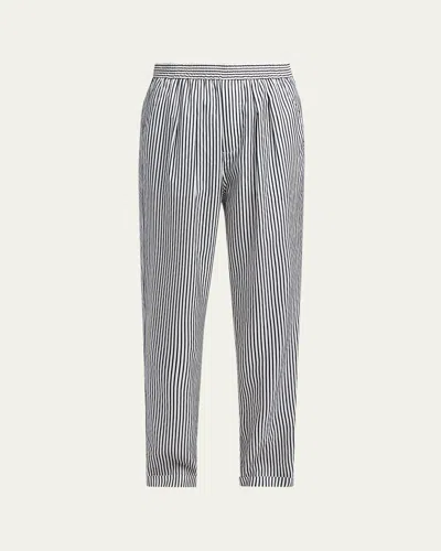 Tom Ford Striped Silk Straight-leg Pull-on Pajama Pants In Gray