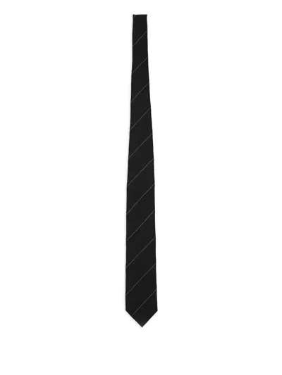 Tom Ford Diagonal Striped Silk Tie Design In Black