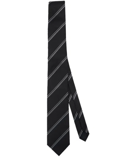 Tom Ford Striped Silk Tie In Black