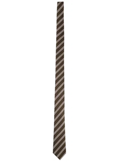 Tom Ford Striped Silk Tie In Green