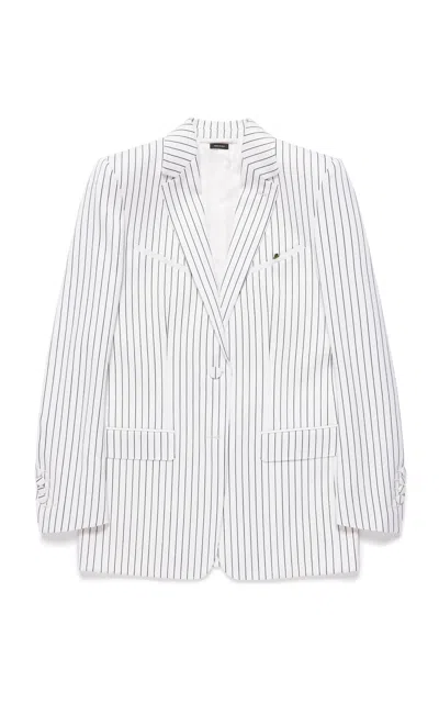 Tom Ford Striped Single-breasted Wool Western Jacket In White
