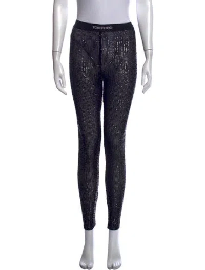 Pre-owned Tom Ford Striped Skinny Leg Pants In Black