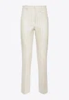 Tom Ford Striped Wool-blend Straight-leg Trousers In White
