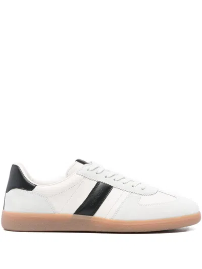Tom Ford Striped Suede Sneakers In White