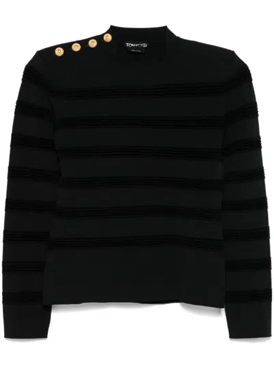 Tom Ford Striped Sweater In Black