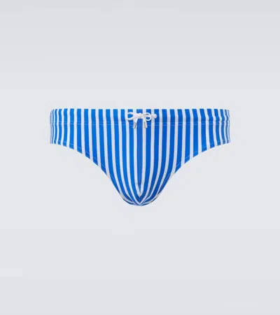 Tom Ford Striped Swim Briefs In Blue