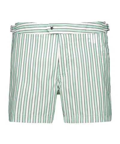 Tom Ford Striped Swim Shorts In Green