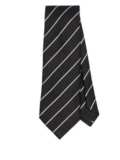 Tom Ford Striped Tie In Black