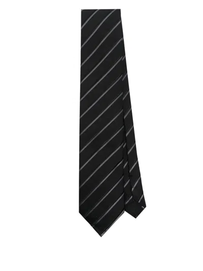 Tom Ford Striped Tie In Black
