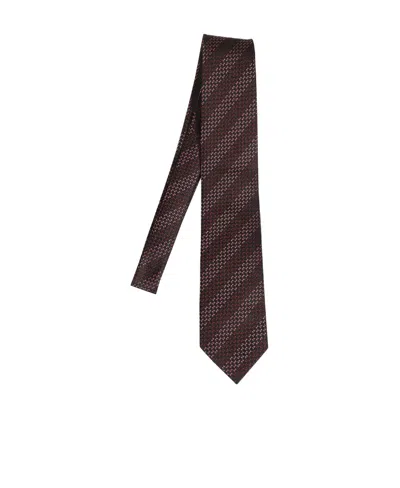 Tom Ford Striped Tie In Black